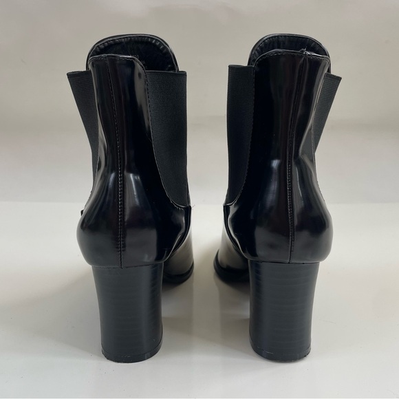 Forever 21 Shiny Black Pointy Toe Faux Leather Ankle Booties Size 6, NWOT - Picture 3 of 9